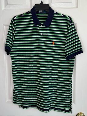 Polo by Ralph Lauren Blue and Green Pony
Polo Striped Shirt Medium